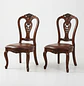 Set de 2 Sillas de Comedor Clásicas de Madera Caoba y Cuero - Miniatura 3