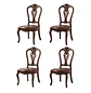 Set de 4 Sillas de Comedor Clásicas de Madera Caoba y Cuero - Miniatura 3