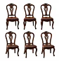 Set de 6 Sillas de Comedor Clásicas de Madera Caoba y Cuero - Miniatura 3