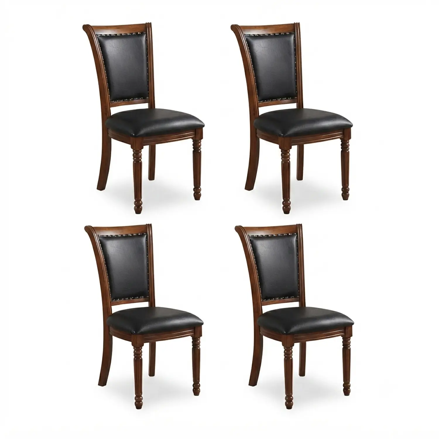 Set 4 Sillas de Comedor Lisboa Madera Americana y Ecocuero 3