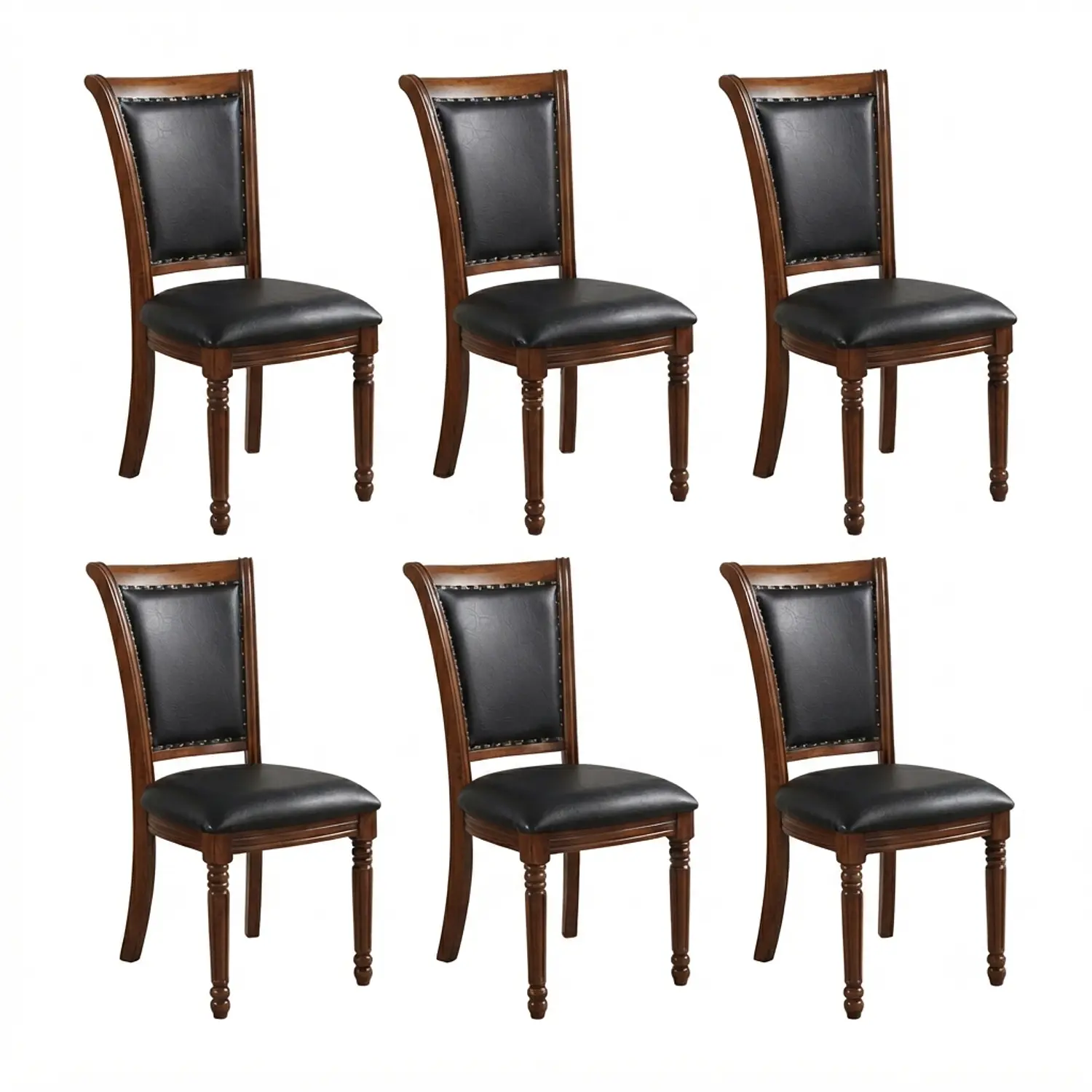 Set 6 Sillas de Comedor Lisboa en Madera Americana y Ecocuero 3