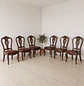 Set de 6 Sillas de Comedor Clásicas de Madera Caoba y Cuero - Miniatura 1