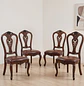 Set de 4 Sillas de Comedor Clásicas de Madera Caoba y Cuero - Miniatura 1