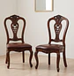 Set de 2 Sillas de Comedor Clásicas de Madera Caoba y Cuero - Miniatura 1