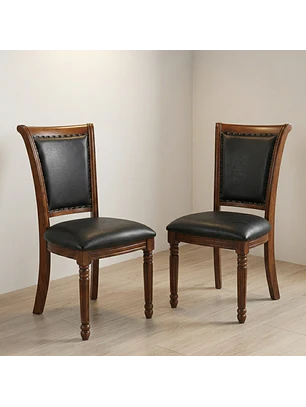 Set 2 Sillas de Comedor Lisboa Madera Americana y Ecocuero