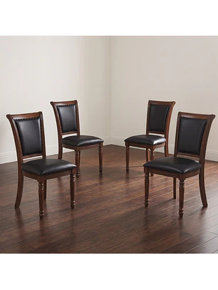 Set 4 Sillas de Comedor Lisboa Madera Americana y Ecocuero