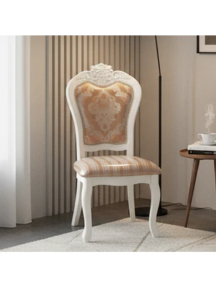 Silla de Comedor Blanca Clásica Tapizada con Tela Estampada