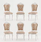 Set de 6 Sillas de Comedor Clásicas Blancas Tapizadas Estampadas - Miniatura 3