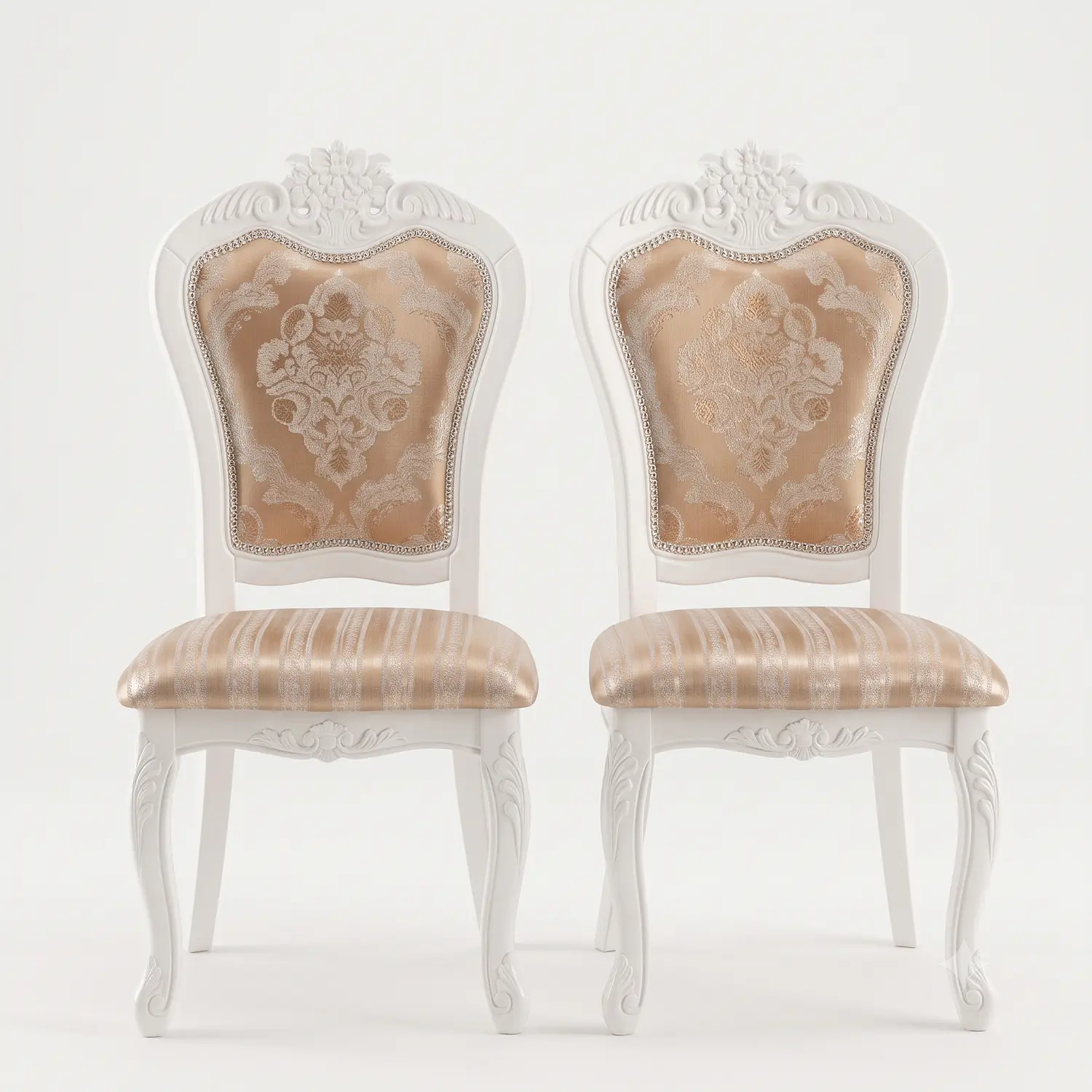 Set de 2 Sillas de Comedor Clásicas Blancas Tapizadas 3