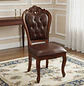 Silla de Comedor Clásica Caoba Capitoné Tallada de Madera - Miniatura 1