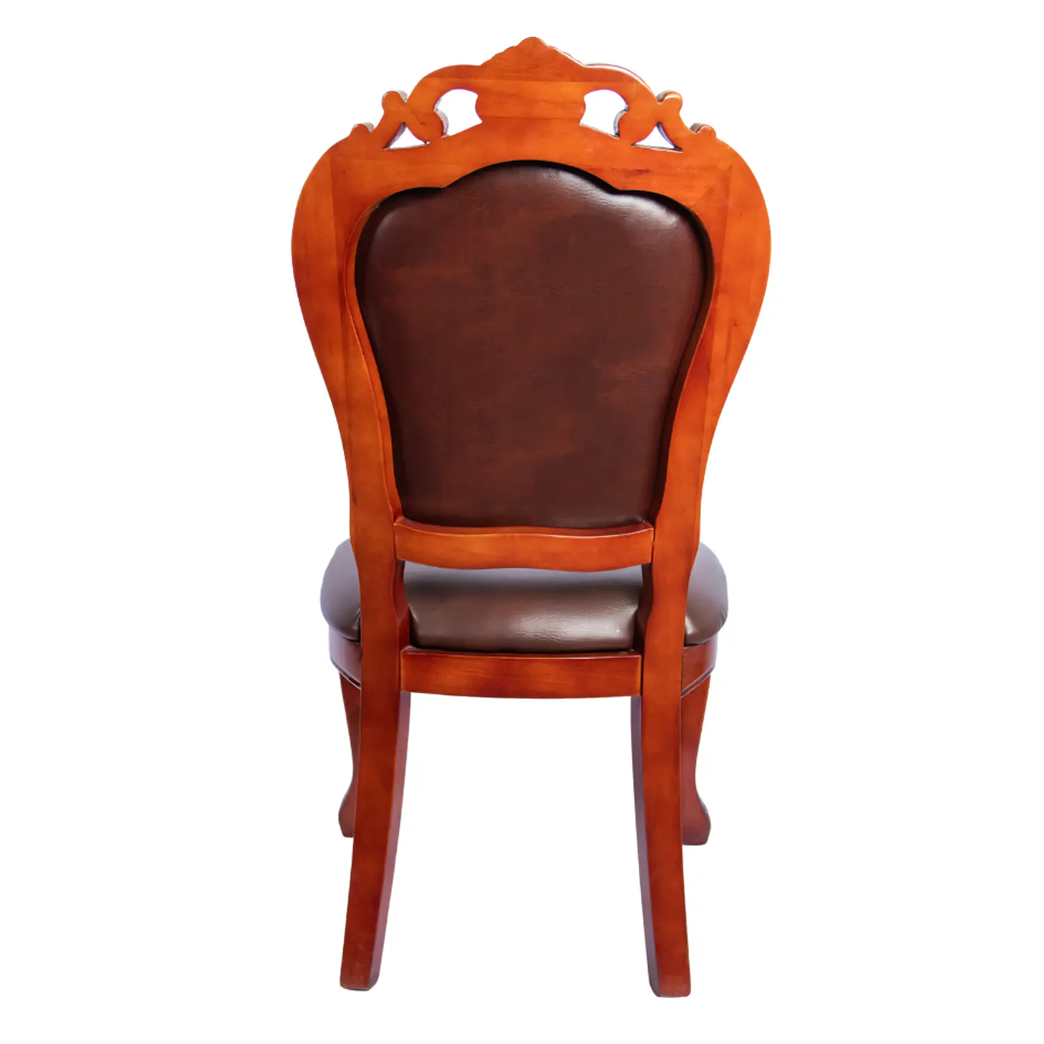 Silla de Comedor Clásica Caoba Capitoné Tallada de Madera 4