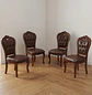 Set 4 Sillas de Comedor Clásicas Caoba Capitoné de Madera - Miniatura 1