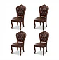 Set 4 Sillas de Comedor Clásicas Caoba Capitoné de Madera - Miniatura 3
