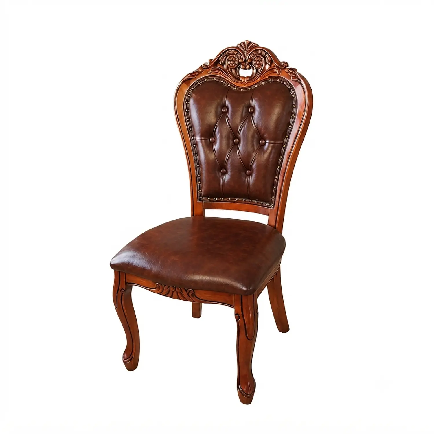 Set 4 Sillas de Comedor Clásicas Tapizadas en Cuero Sintético 4
