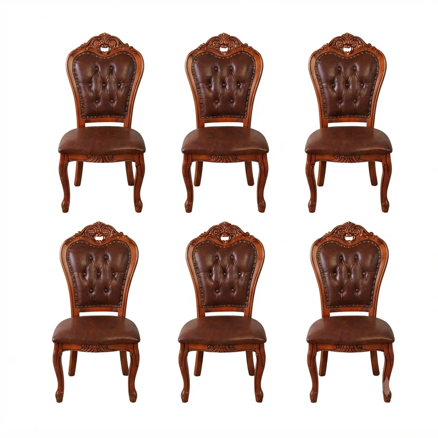 Set 6 Sillas de Comedor Clásicas Tapizadas en Cuero Sintético 3
