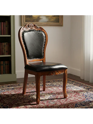 Silla de Comedor Berlín de Madera Americana y Ecocuero Negro
