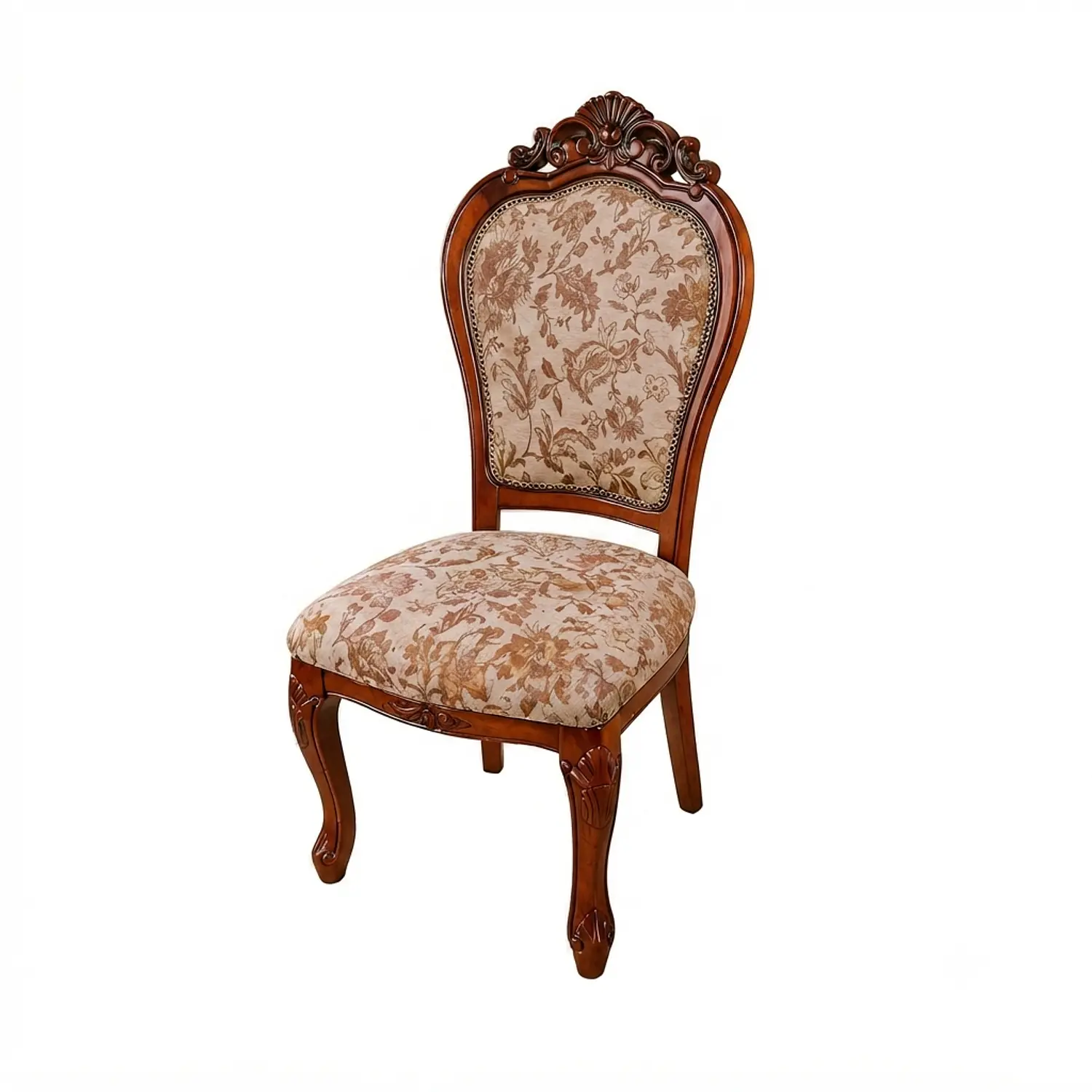 Silla Clásica Florencia de Madera Tallada con Tapiz Floral 3