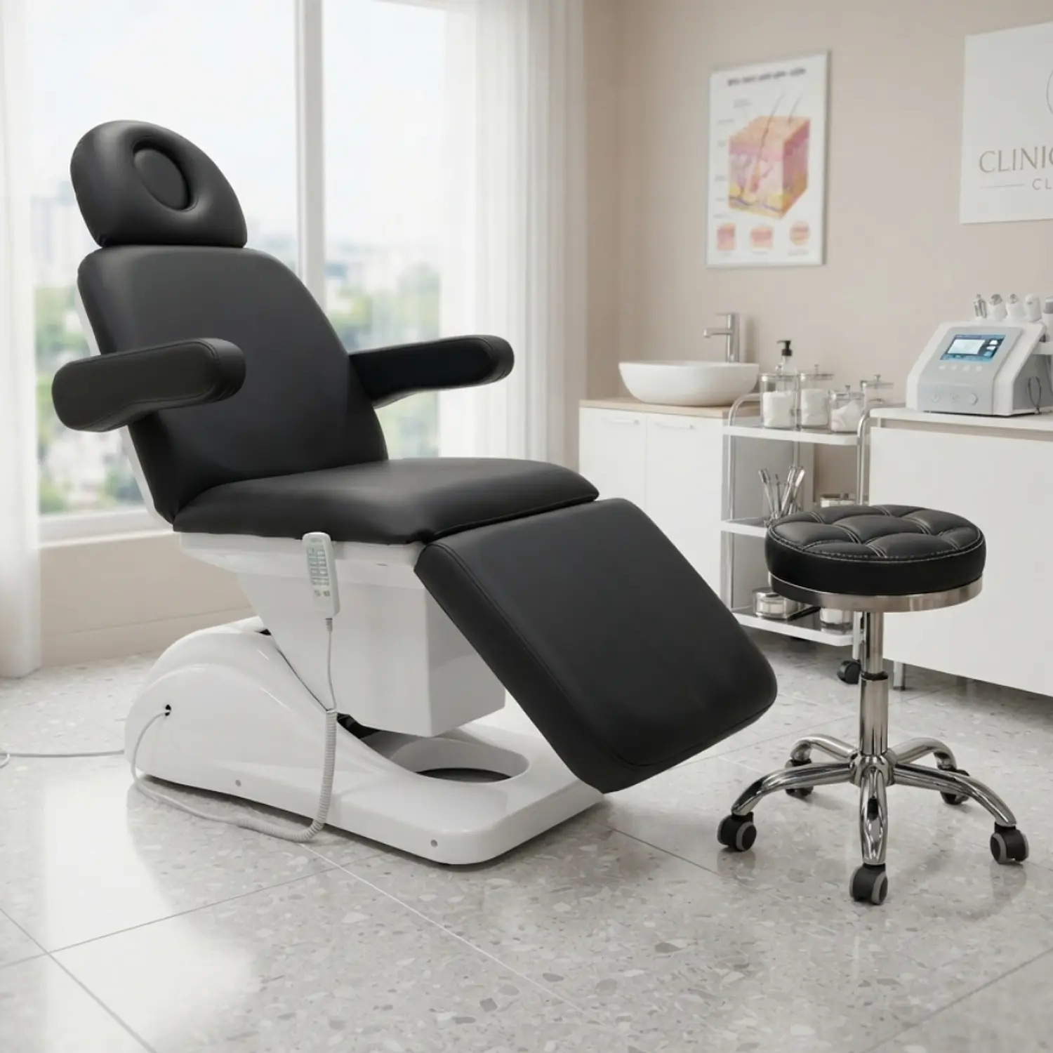 Set Camilla Sillón Cosmetológico Eléctrica y Banquito Hidráulico 1