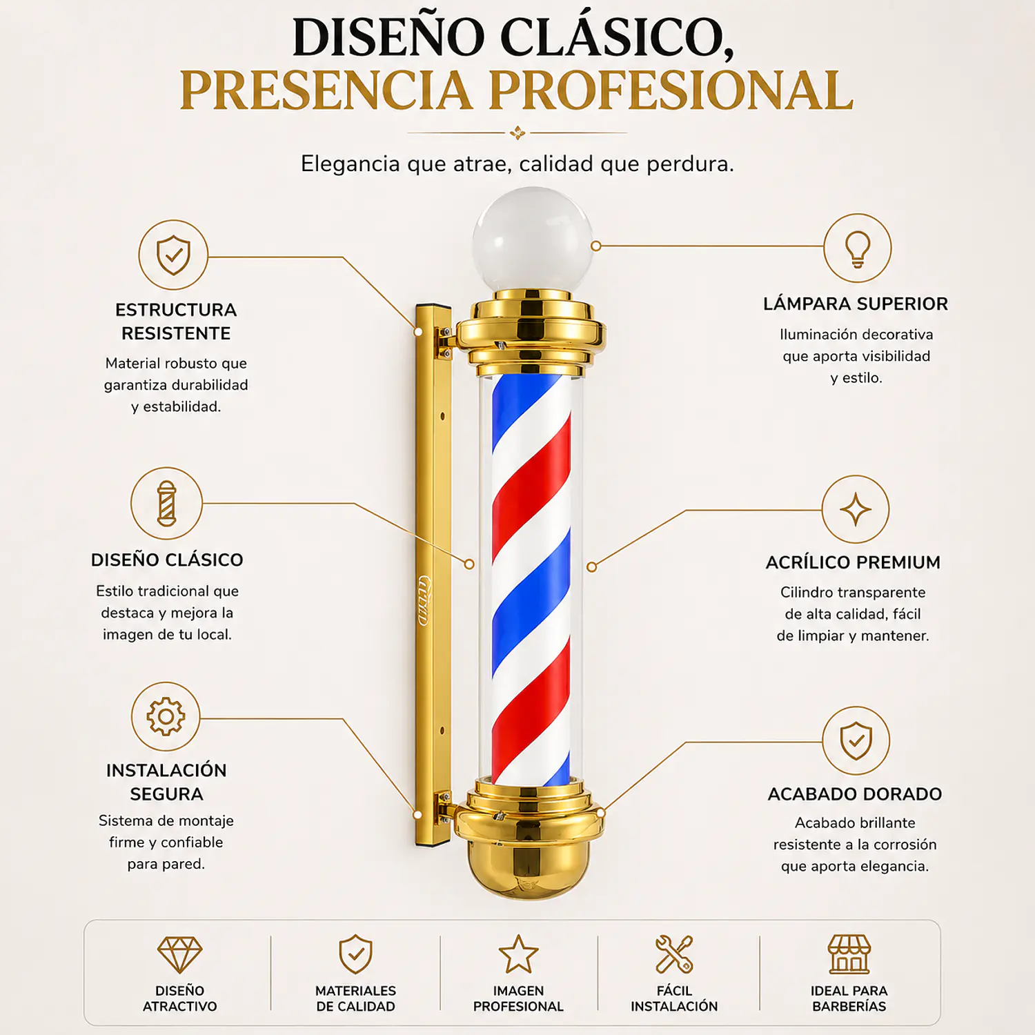 Poste de Luz Mérida Circular LED Barber Pole 2