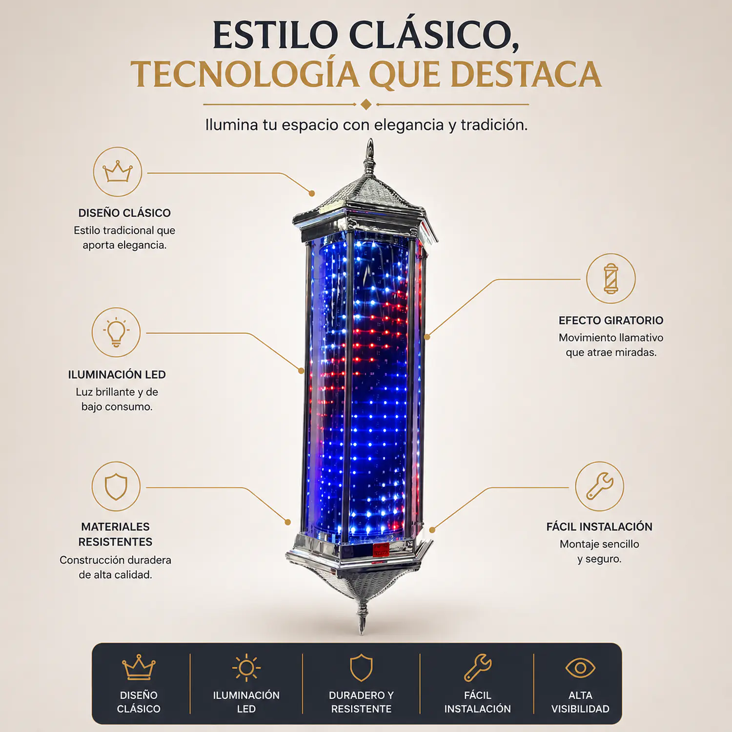 Poste de Luz Don Benito Lámpara LED Barbería 2