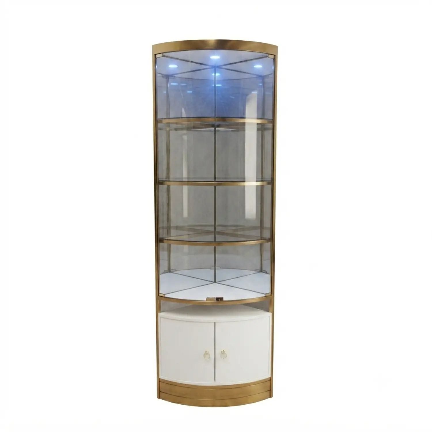 Mueble de Exhibición Blanco con Dorado Para Salón de Belleza o Bar 3