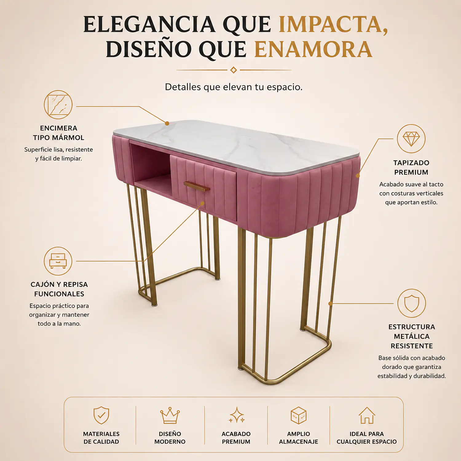 Mesa de Manicure Badajoz Profesional MDF Elegante 2