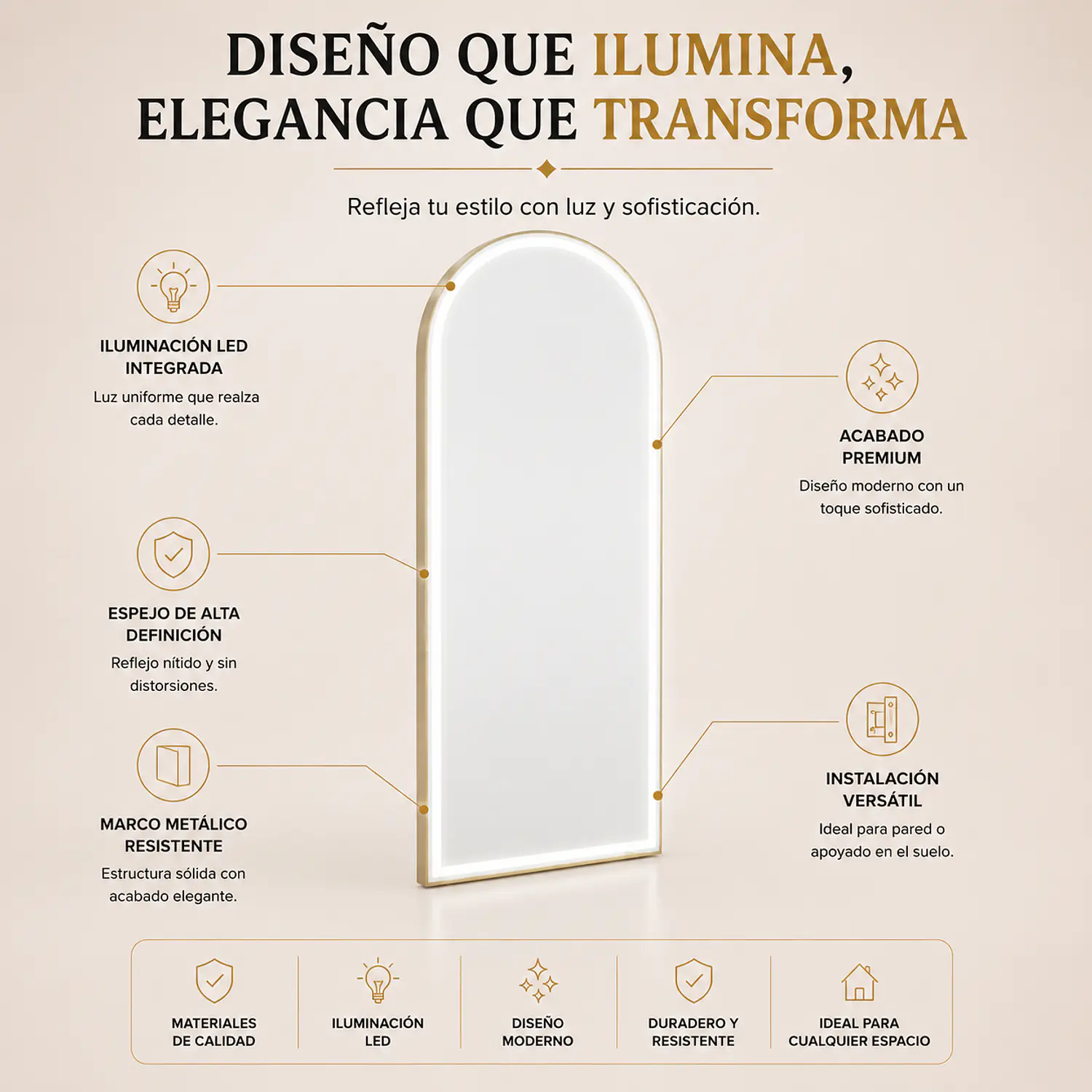 Espejo LED Bilbao Peluquería 170x70 Luz Regulable 2