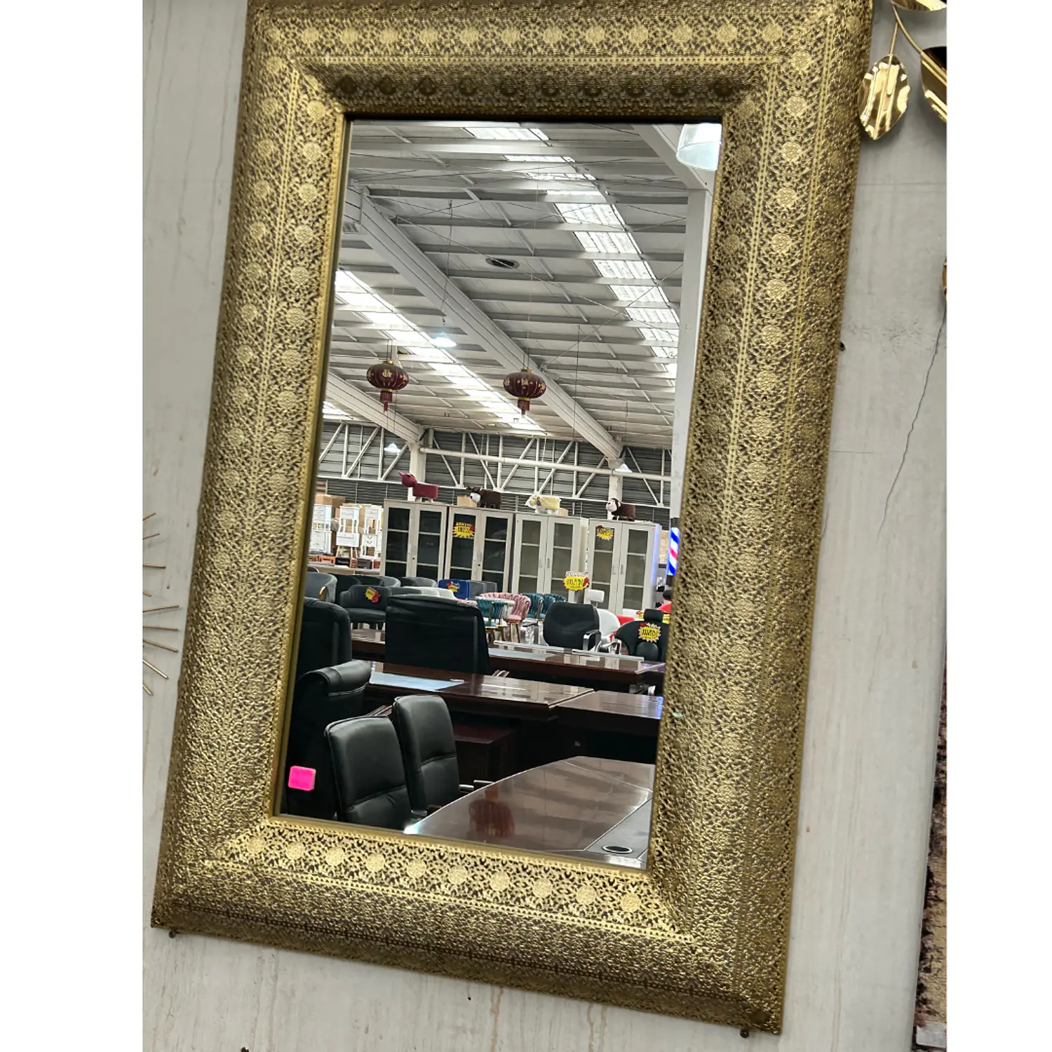 Espejo de Pared Oviedo Rectangular Dorado Ornamental 4