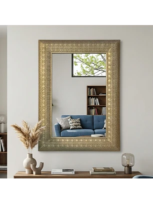 Espejo de Pared Oviedo Rectangular Dorado Ornamental