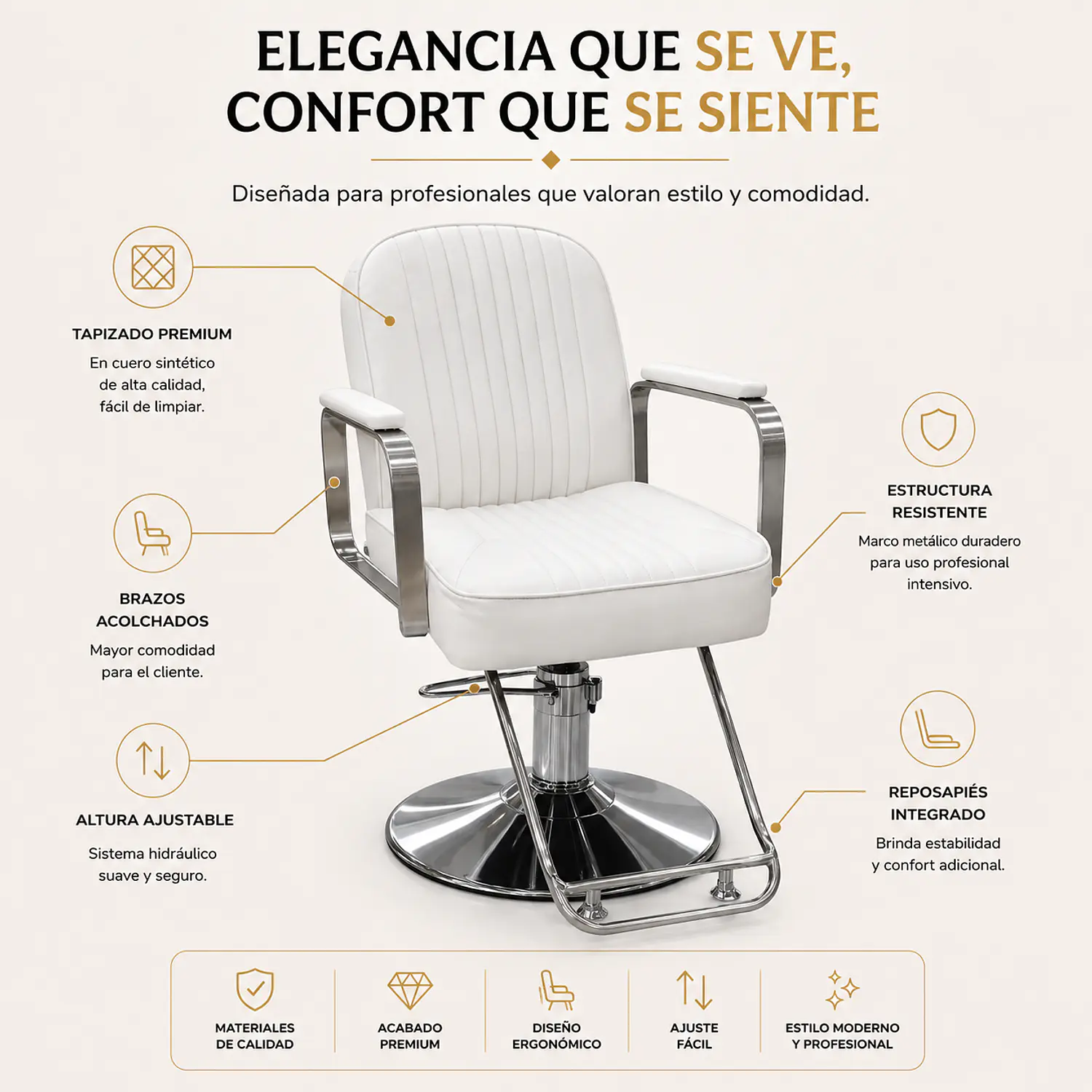 Silla de Peluquería Coslada Profesional Hidráulica Metal 2