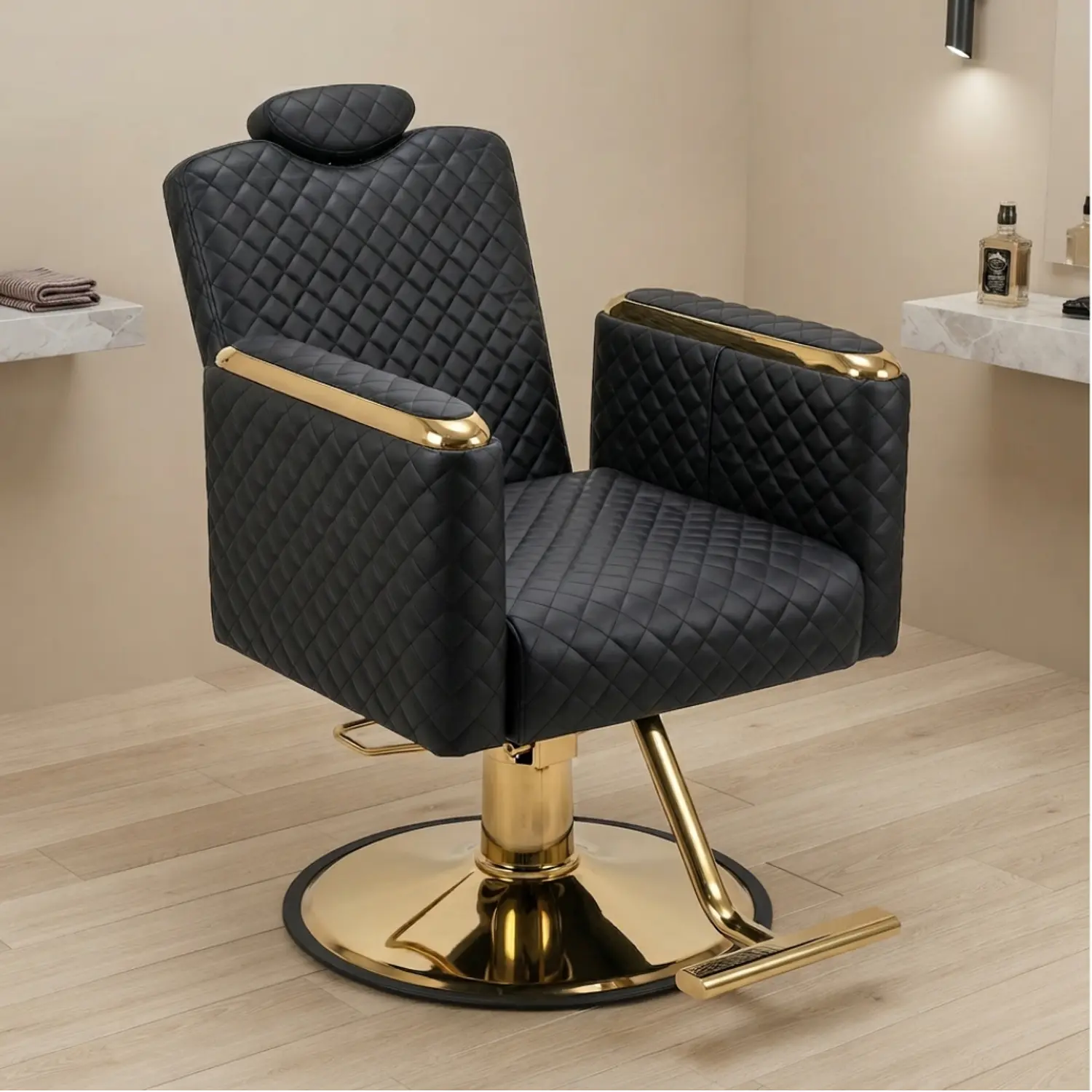 Silla de Peluquería Parla Reclinable Base Dorada Profesional 1