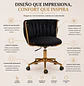 Silla de Manicure Benidorm Velvet Negro Base Dorada - Miniatura 2