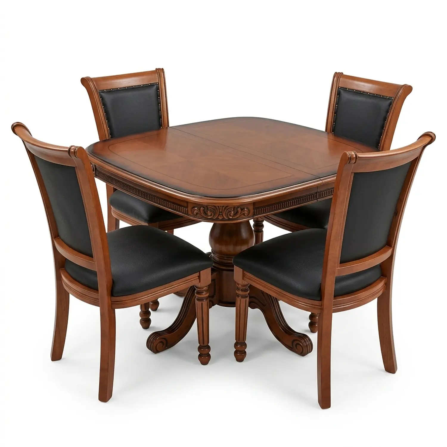 Comedor Extensible Ovalado Royal y 4 Sillas de Madera Roble Americano 8