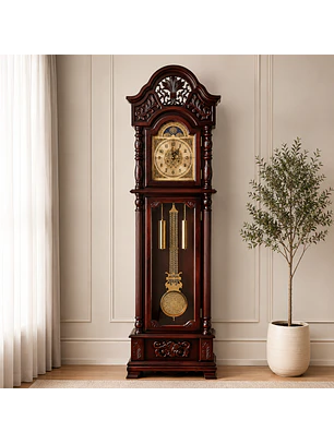 Reloj de Péndulo Clásico de Piso en Madera con Campanadas