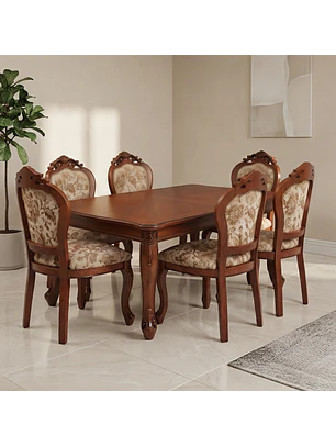 Comedor Rectangular Extensible de Madera 6 a 8 Sillas Tapizadas
