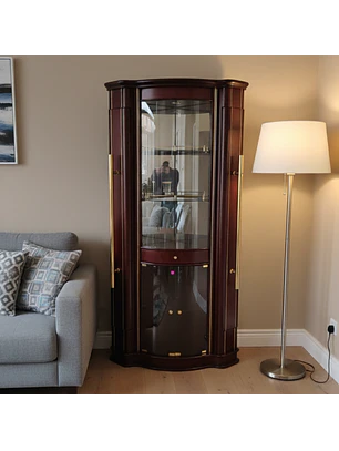 Vitrina de Cristal Sofía en Madera de Caoba