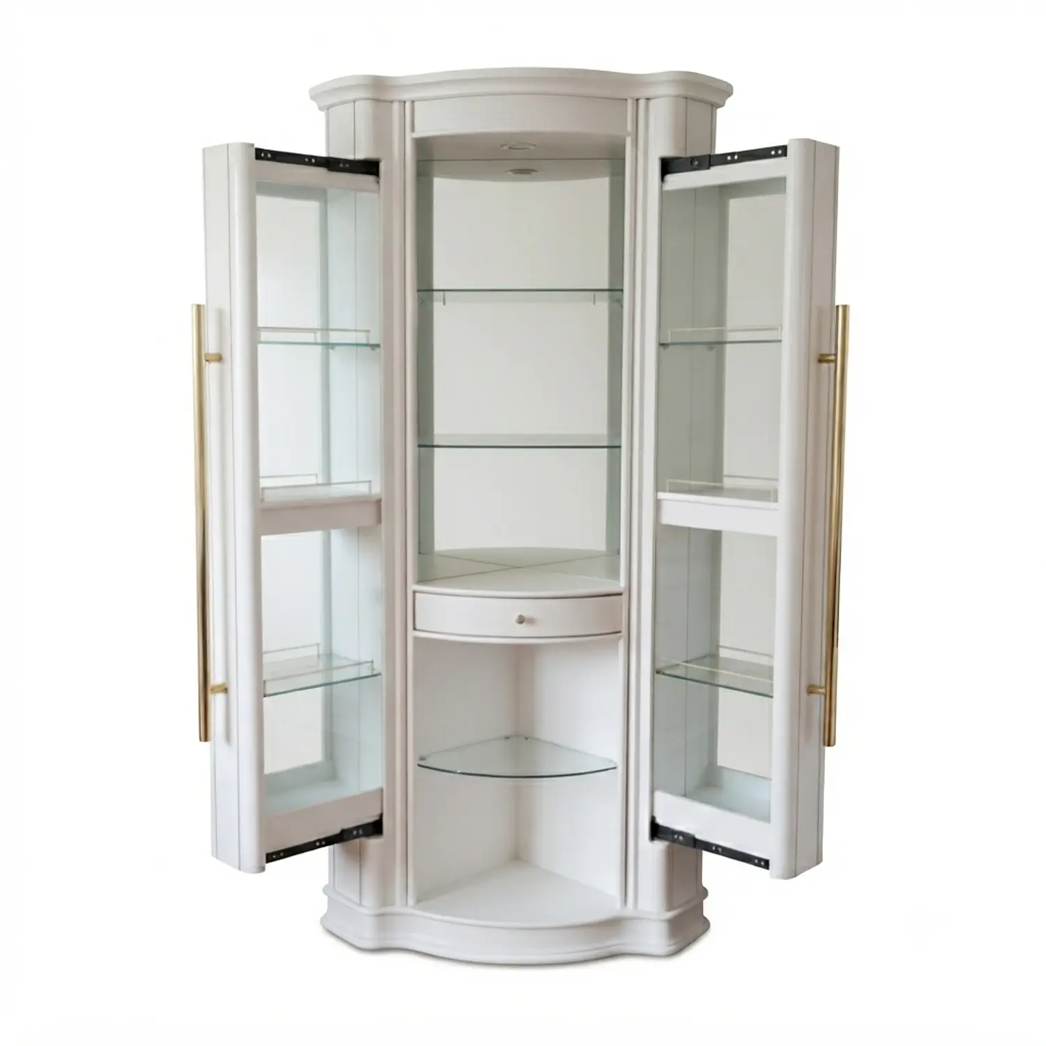 Vitrina de Cristal Sofía Blanca con Repisas de Vidrio y Cajón 5