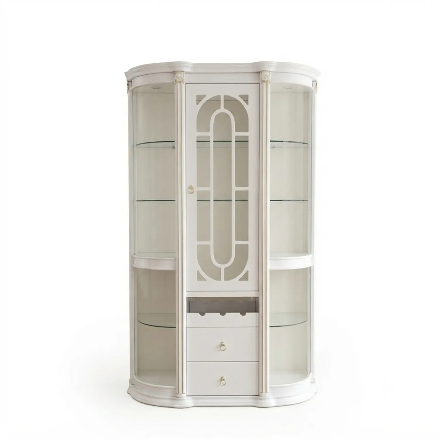 Vitrina Blanca Queen de Cristal con Cajones 3