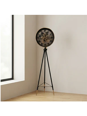 Reloj de Pie Negro con Dorado Vintage Decorativo