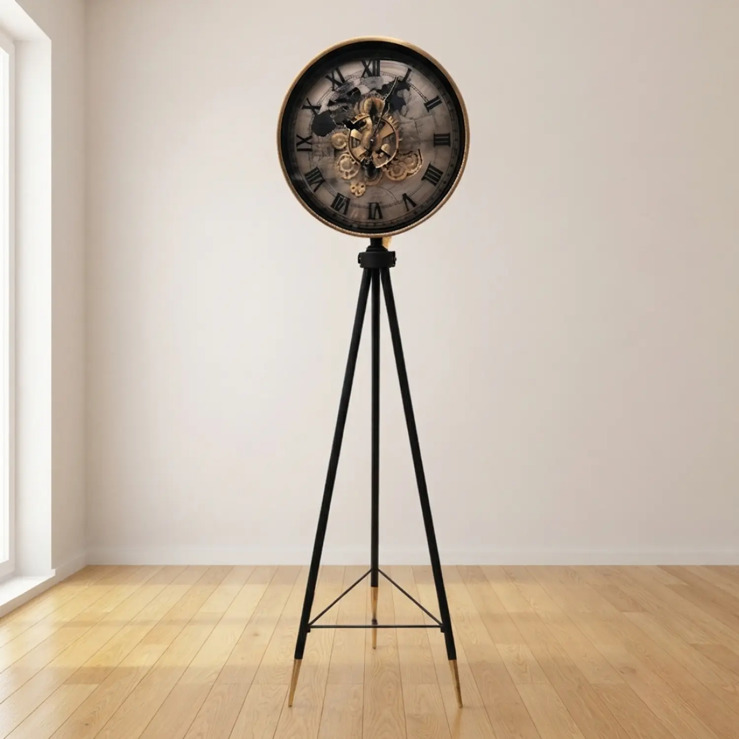 Reloj de Pie Negro con Dorado Vintage Decorativo 4