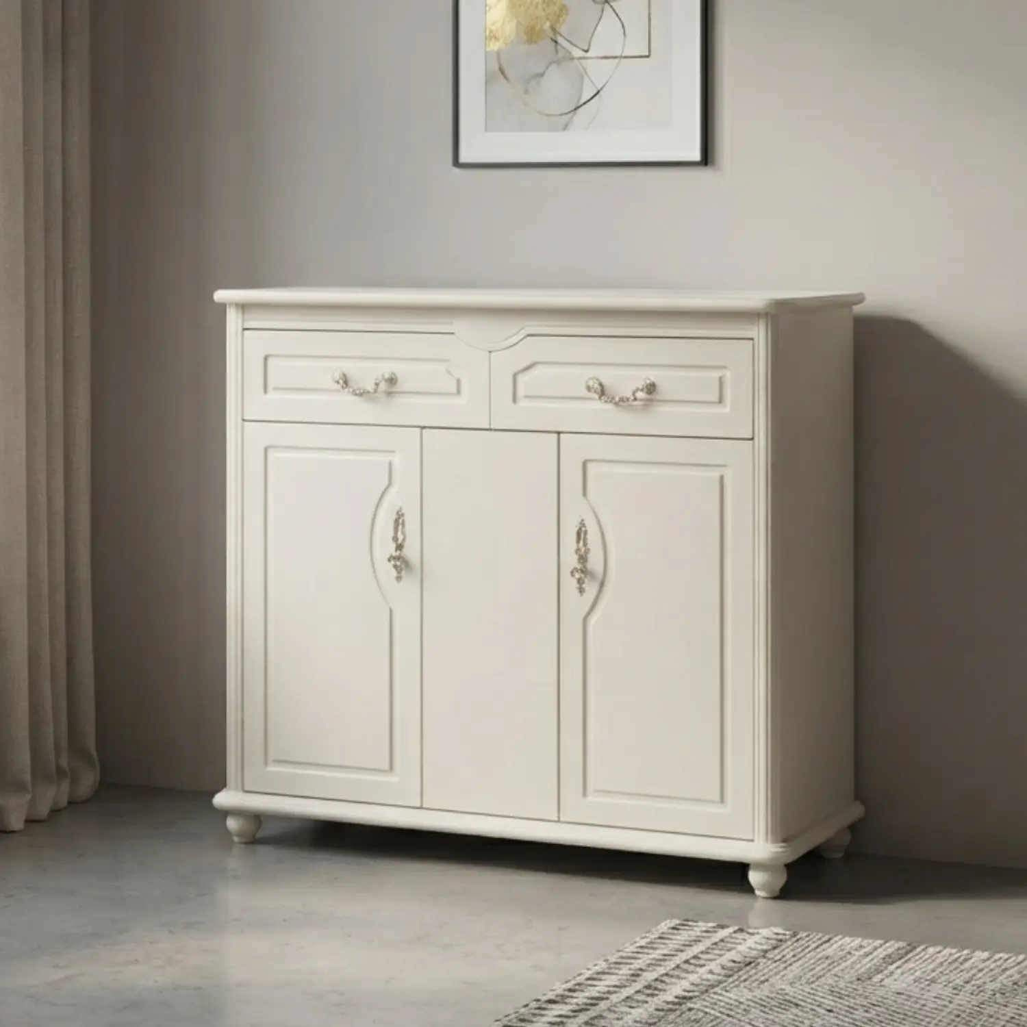 Mueble Vintage Blanco Verona con Cajones y Puertas de Madera 1