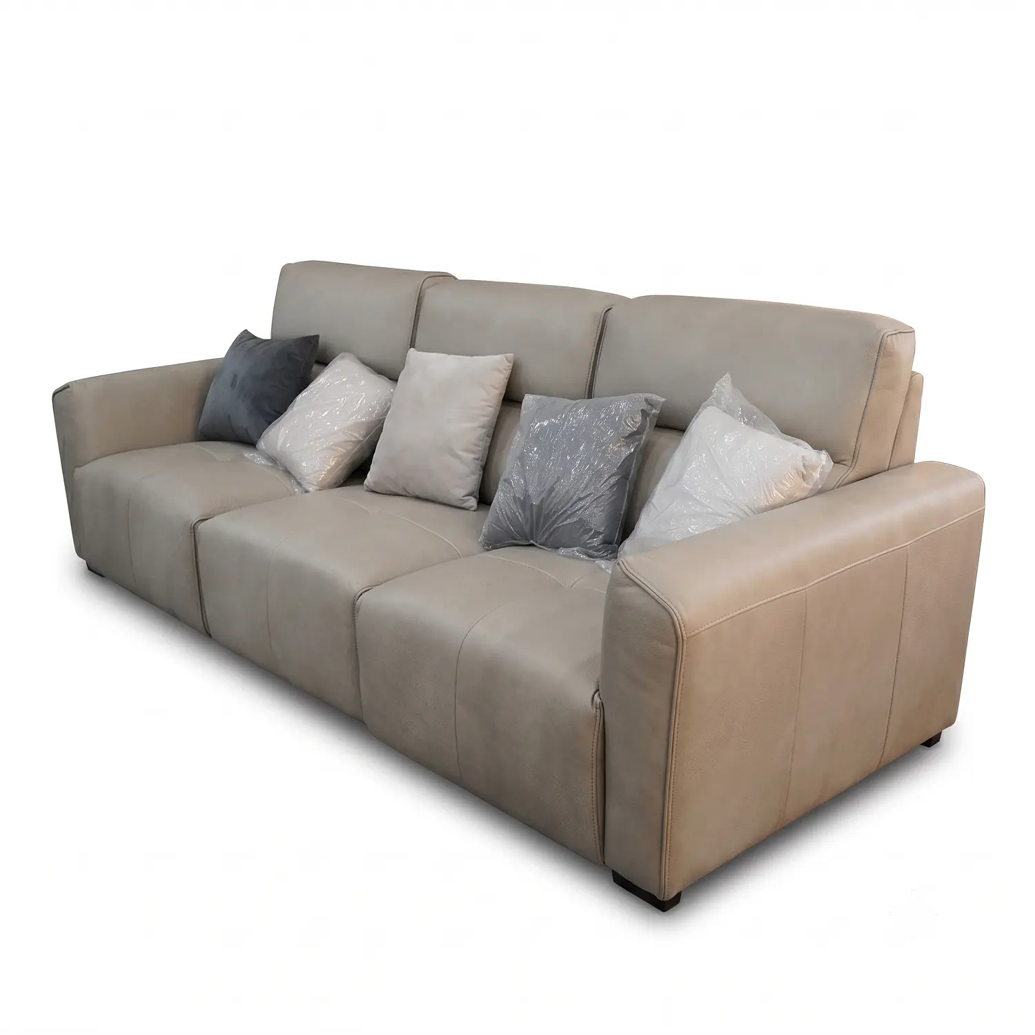 Sofá de Cuero Reclinable Indonesia Gris 3 Cuerpos 4