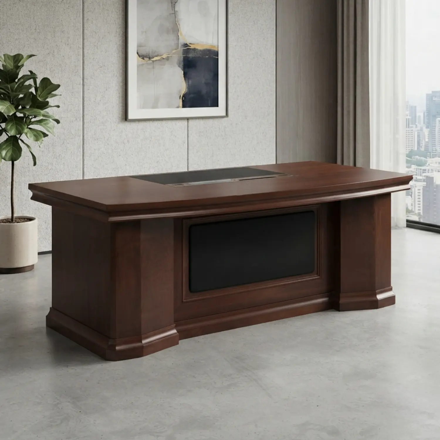 Escritorio Gerencial Viena Caoba Tallado Premium 1