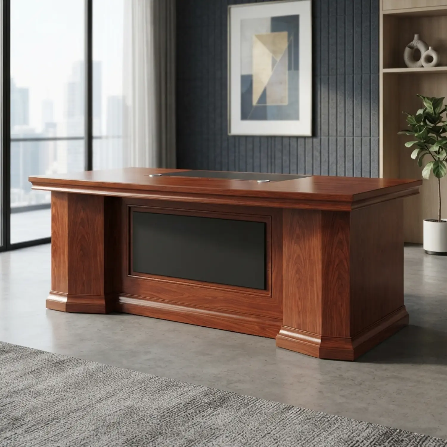 Escritorio Gerencial Viena Caoba Tallado Premium 1