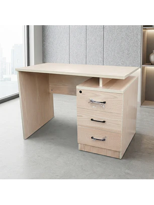 Escritorio Ejecutivo Austin Clásico con 3 Cajones Madera Beige