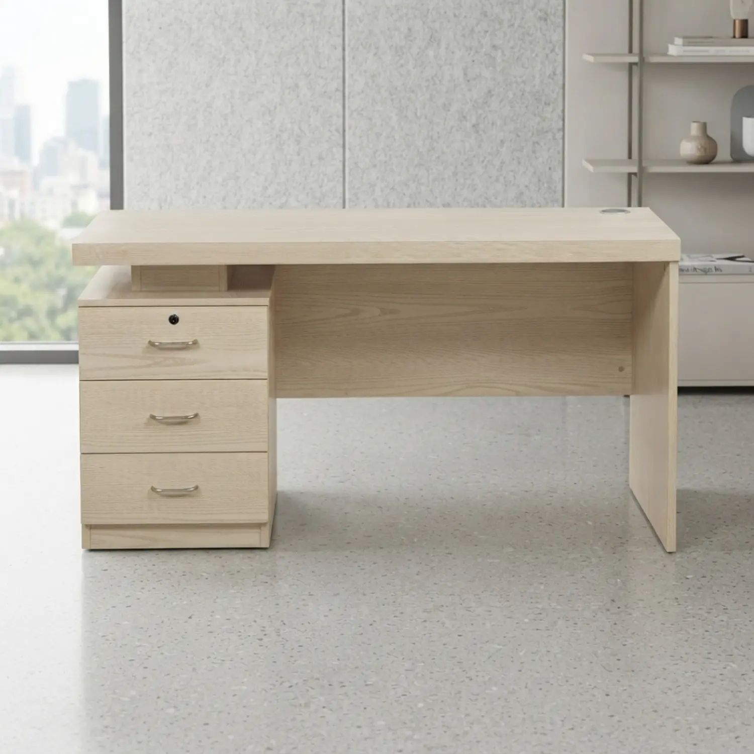 Escritorio Ejecutivo Austin Clásico con 3 Cajones Madera Beige 5