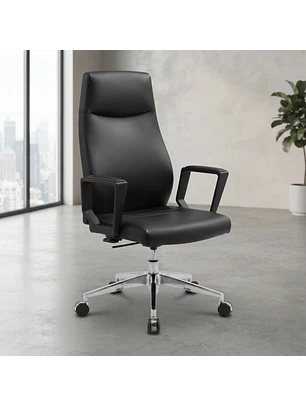 Silla de Oficina Ejecutiva Milano Alta en Ecocuero Negro