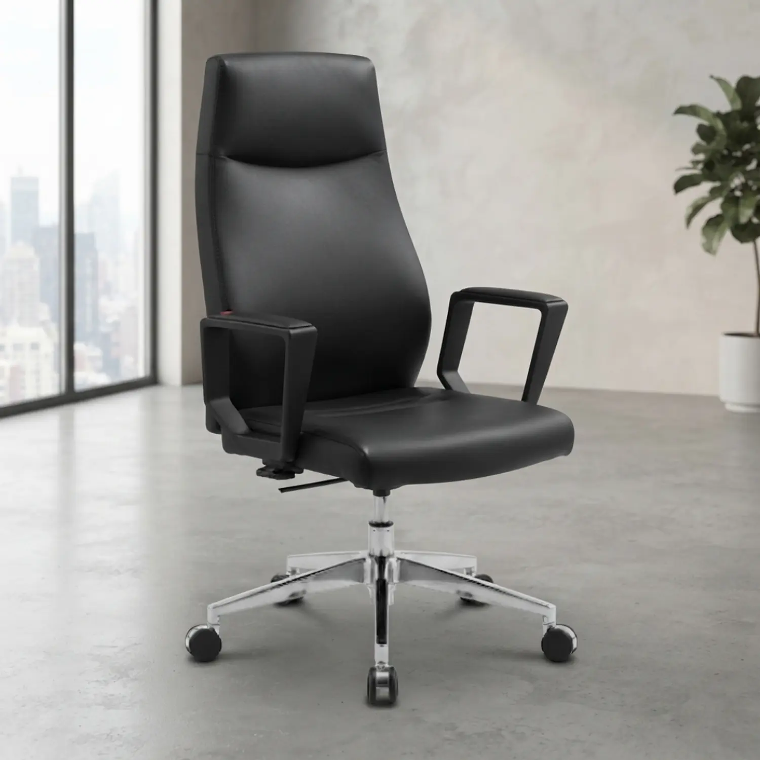 Silla de Oficina Ejecutiva Milano Alta en Ecocuero Negro 1