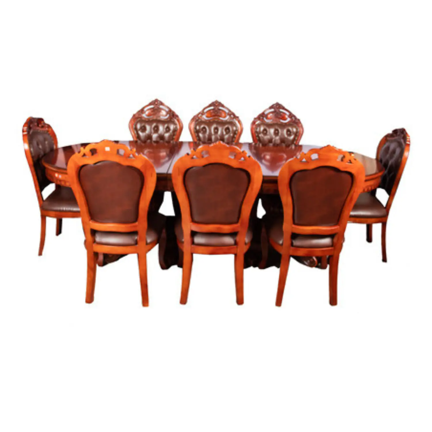 Comedor Ovalado Retráctil Praga 8 Puestos de Madera Clásico 4