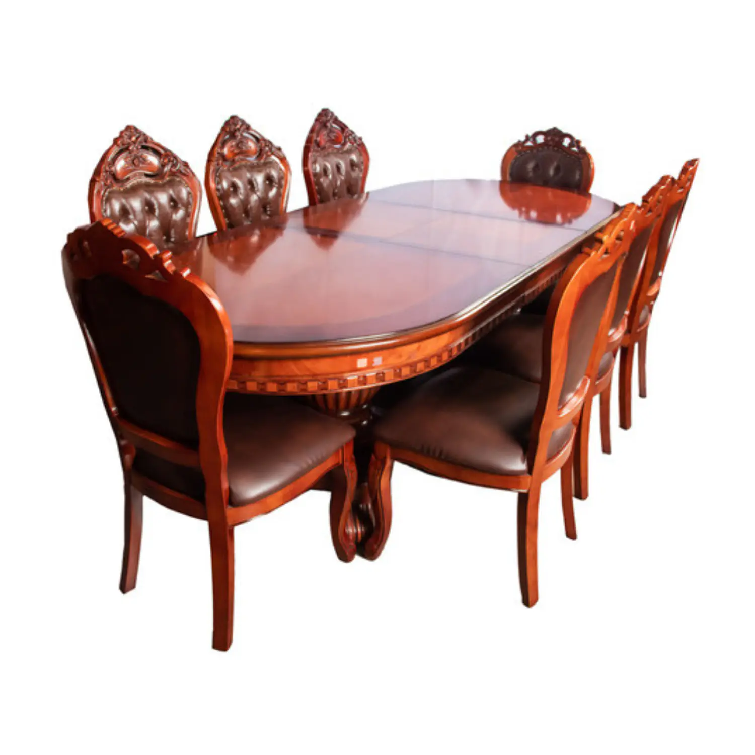 Comedor Ovalado Retráctil Praga 8 Puestos de Madera Clásico 5